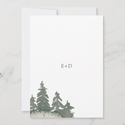 マウンテン素朴ウォーターカラー結婚式招待状 招待状 (裏面)