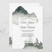 マウンテン素朴ウォーターカラー結婚式招待状 招待状 (正面/裏面)
