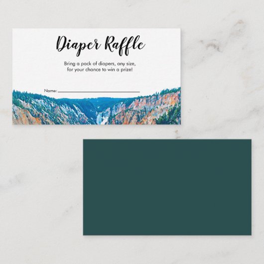 マウンテン素朴ウォーターフォートおむつラッフル エンクロージャーカード (正面/裏面)