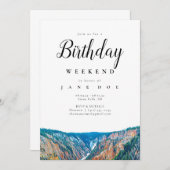 マウンテン素朴ウォーターフォール誕生日ウィークエンド 招待状 (正面/裏面)