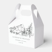 マウンテン素朴ウッドランド結婚式の引き出物ボックス フェイバーボックス (正面サイド)