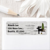 マウンテン素朴カントリームースオン樺の木アドレス ラベル (インサイチュ)