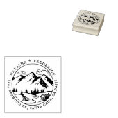 マウンテン素朴キャビンスケッチカップル差出人住所 ラバースタンプ (押印)