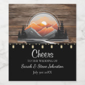 マウンテン素朴バレーフォレストサンセット結婚式の引き出物 ワインラベル (シングルラベル)