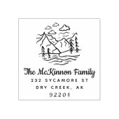 マウンテン素朴パインツリーファミリー差出人住所 ラバースタンプ (インプリント)