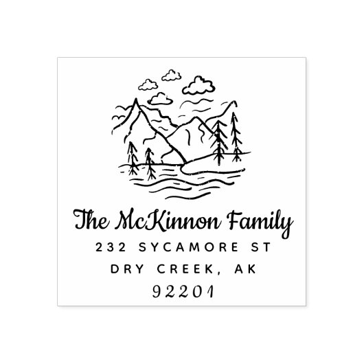 マウンテン素朴パインツリーファミリー差出人住所 ラバースタンプ (インプリント)