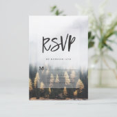 マウンテン素朴パインツリー秋フォレストデザイン 出欠カード (スタンド正面)