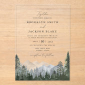 マウンテン素朴パインツリー結婚式招待状 アクリル招待状 (正面)