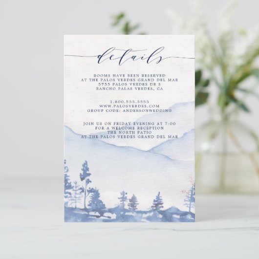 マウンテン素朴ブルーウォーター結婚カラーの詳細 エンクロージャーカード (スタンド正面)