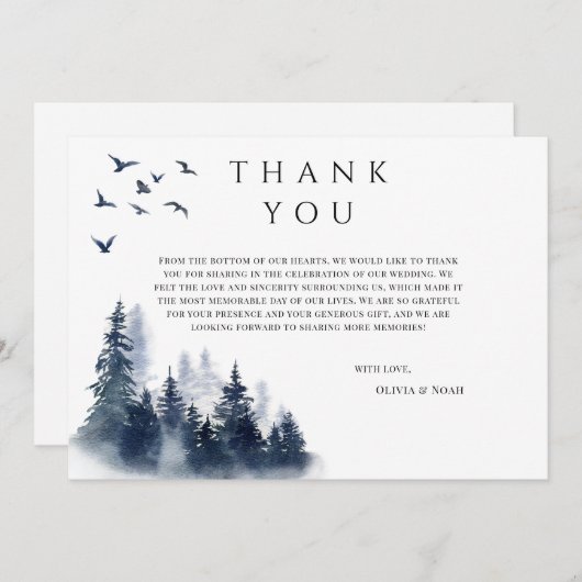 マウンテン素朴ボホエバーグリーンサンキューカード サンキューカード (正面/裏面)