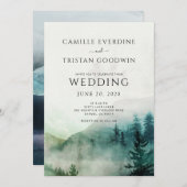 マウンテン素朴ミストフォレスト結婚式招待状 招待状 (正面/裏面)