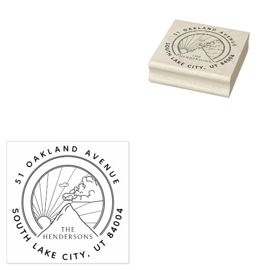 マウンテン素朴ランドスケープファミリー差出人住所 ラバースタンプ (押印)