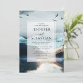 マウンテン素朴レイクウォーター結婚カラー 招待状 (スタンド正面)