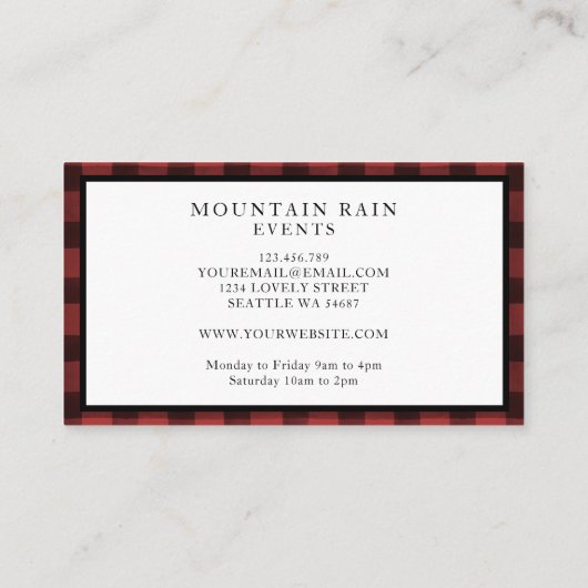 マウンテン素朴レッドブラックプレイドチェックムース2 名刺 (裏面)