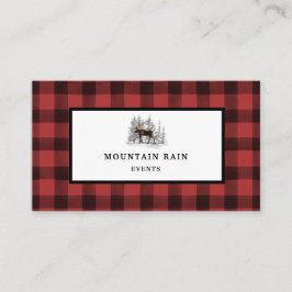 マウンテン素朴レッドブラックプレイドチェックムース2 名刺
