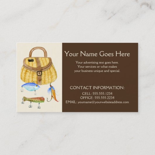 マウンテン魚釣りガイドレイクチャーターボートブラウンタン 名刺 (裏面)