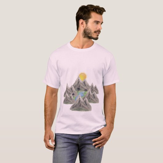 マウンテン アドベンチャー - 水彩自然Tシャツ Tシャツ (正面フル)