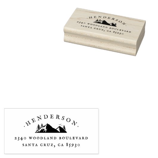 マウンテン&ツリー素朴ファミリー名差出人住所 ラバースタンプ (押印)