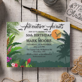 マウンテン&フォレストサンセット誕生日招待状 インビテーションポストカード