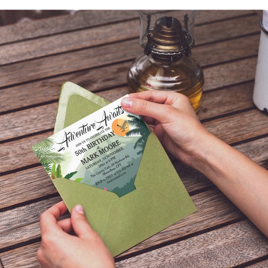 マウンテン&フォレストサンセット誕生日招待状 インビテーションポストカード