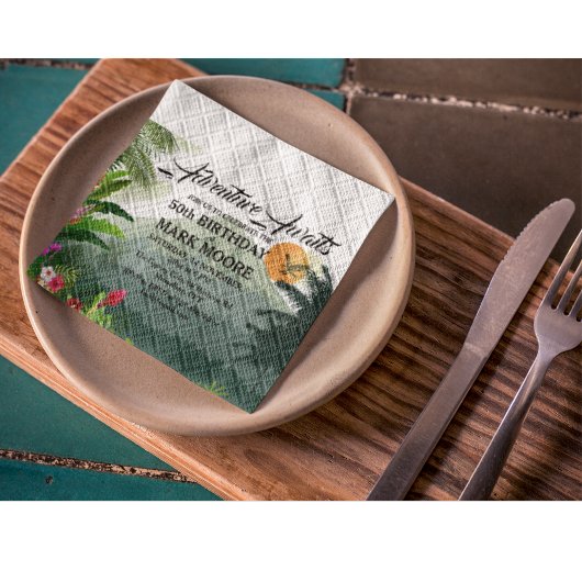 マウンテン&フォレストサンセット誕生日招待状 スタンダードカクテルナプキン