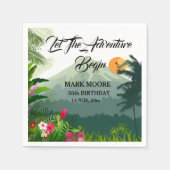 マウンテン&フォレストサンセット誕生日招待状 スタンダードカクテルナプキン (正面)