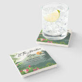 マウンテン&フォレストサンセット誕生日招待状 ストーンコースター (横)