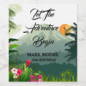 マウンテン&フォレストサンセット誕生日招待状 ワインラベル (シングルラベル)