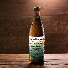 マウンテン&フォレストサンセット誕生日招待状 ワインラベル