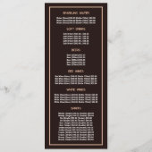 マウンテン ブラウン, レストラン スリムライン メニュー (裏面)