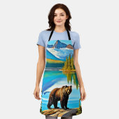 マウンテン・ベア：レイク・リフレクション・アート エプロン (着用した状態)