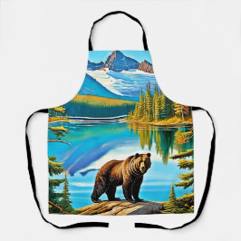 マウンテン・ベア：レイク・リフレクション・アート エプロン