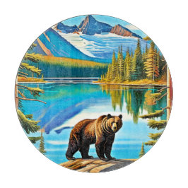 マウンテン・ベア：レイク・リフレクション・アート カッティングボード