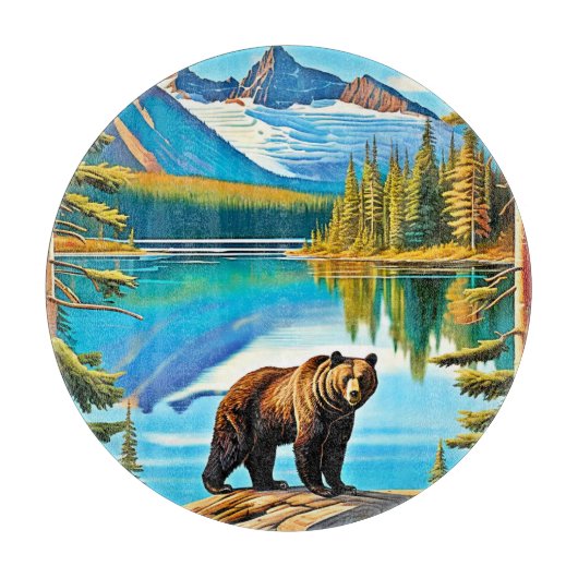 マウンテン・ベア：レイク・リフレクション・アート カッティングボード (正面)