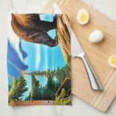 マウンテン・ベア：レイク・リフレクション・アート キッチンタオル (四つ折り)