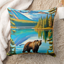 マウンテン・ベア：レイク・リフレクション・アート クッション