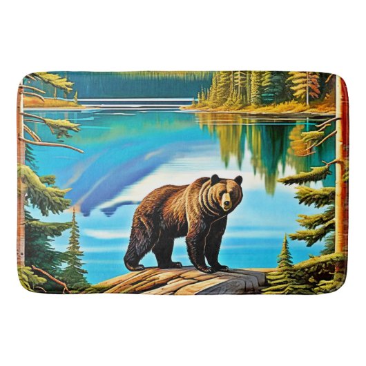 マウンテン・ベア：レイク・リフレクション・アート バスマット (正面)