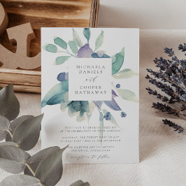 マウンテン メドウ ウォーターカラー フローラル フレーム ウェディング 招待状