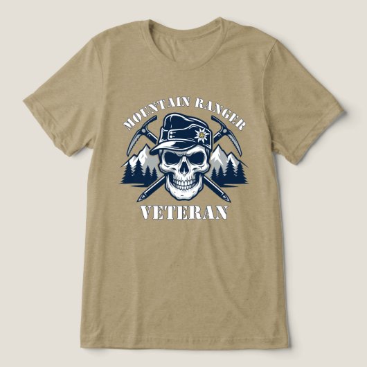 マウンテン・レンジャー退役軍人アルパイン・スカル トライブレンドTシャツ (デザイン正面)