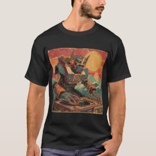 マウンテンDJメカ — 風化したビンテージ・ターンテーブルポスター Tシャツ
