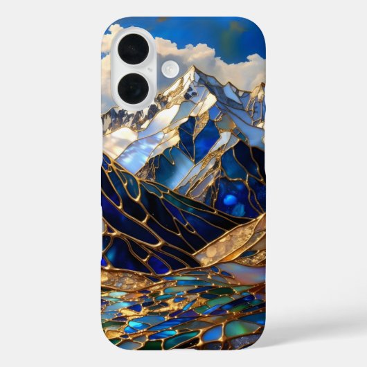 マウンテンiPhoneケース 青い金色ステンドグラスの大地 Case-Mate iPhoneケース (裏面)