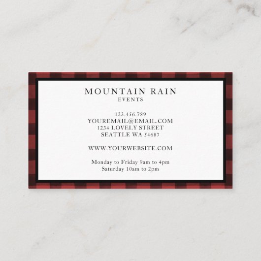 マウンテ素朴ンレッドブラックプレイドチェックムース 名刺 (裏面)