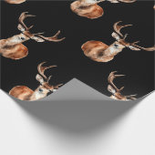 マウントされた鹿の頭野生動物ブラック ラッピングペーパー (角)