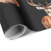 マウントされた鹿の頭野生動物ブラック ラッピングペーパー (ロールコーナー)