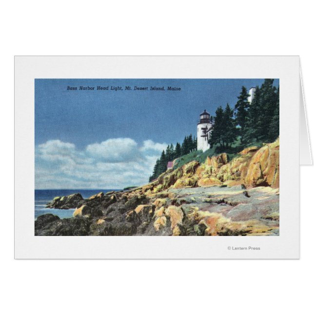 マウントデザートアイランド、バスハーバーヘッドライトハウス (正面横)