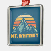マウントホイットニーカリフォルニアレトロターコイズ メタルオーナメント (左)