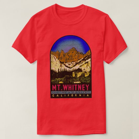 マウントホイットニーカリフォルニアヴィンテージクラシックデカール Tシャツ (デザイン正面)