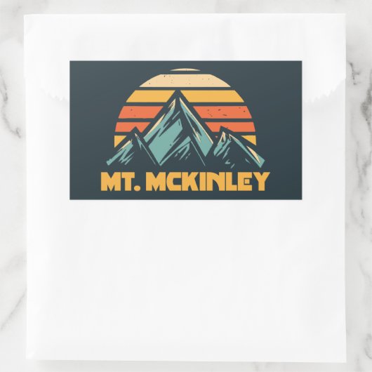 マウントマッキンリーアラスカレトロターコイズ 長方形シール (バッグ)