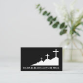マウンドロゴ2教会の牧師に3つの十字 名刺 (スタンド正面)