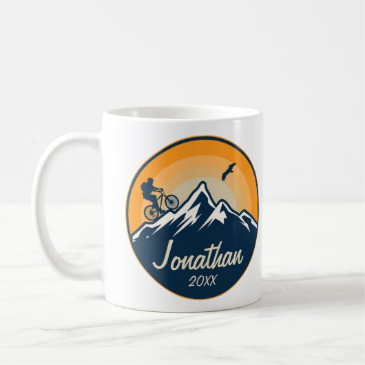マウンパーソナライズされたテンサイクリングサイクリスト自転車 コーヒーマグカップ (左)